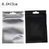 Sac d'emballage en plastique transparent Mylar noir mat, 8, 5, 13cm, sac d'emballage en aluminium thermoscellable, sac d'emballage supérieur à fermeture éclair, 100 pièces, lot227W