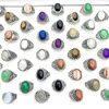 Wholesale 50pcs Retro Rings For Men Women Silver Plated Natural Stone Fashion Jewelry Accessories With A Display Box