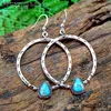 Boucles d'oreilles Turquoises Vintage faites à la main pour femmes, Bijoux à la mode en pierre naturelle, style Boho Antique, Bijoux simples, cadeau pour Femme, 195r