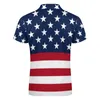 Men's Polos Red And White Striped Casual TShirts Stars Spangled USA Flag Polo Shirts Street Style Shirt Summer Short Sleeve Big Size 5XL 230821