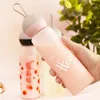 Bouteilles d'eau 450ML petite tasse créative en plastique transparent mat pour les filles Kawaii