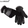 Gants à cinq doigts LA SPEZIA marron gants en cuir pour hommes véritable peau de porc Russie gants d'hiver chaud épais conduite ski gants pour hommes Guantes Luvas 230822