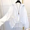 Kurtki damskie damskie letnia lodowa Ochrona przeciwsłoneczna 2023 Słodka Słoneczna odzież Kobieta luźna koszula z kapturem