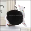 Key Rings Fluffy Fur Ball Alpaca Leather Animal Keychains Charm 10 cm kunstmatige konijn pompom sleutelhangers dames sieraden p43fa drop deli ot8jv