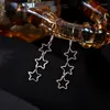 Studörhängen Ventfille 925 Sterling Silver Hollow Star Female Fashion Personlighet Sweet Wishing Meteor Ear Hook Long Section