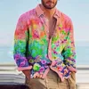 Men's Casual Shirts Bohemian Style Graphic Men Loose Button Lapel Long Sleeve Shirt 2023 Autumn Fashion Floral Print Streetwear