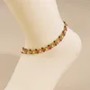 Anklets Colorful Enamel Stainless Steel Anklet For Women Jewelry 18k Gold Color Link Cable Chain Gift 23.5cm Long 1 Piece