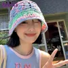 Breide rand hoeden emmer Harajuku y2k gebreide vissersbloemhaak hoed vrouwen kawaii schattige handgemaakte bonen cap streetwear 230821