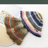 Boinas 2023 listradas de crochê artesanal Capfetão de vaso de flores Japão Japão malha de malha coreana knit y2k streetwear winter atacado