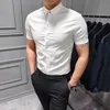 Men's Casual Shirts Short Sleeved Men Dress Business Formal Shirt NonIron Summer Embroidered Buckle Bee Office Elegant Clothes 230822