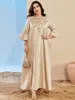 Vêtements ethniques 2023 arrivées abricot lâche femmes robe élégante demi manches grande taille robes couvertures une pièce femme lin