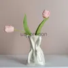 Vases Cream style high beauty creative origami folds irregular ceramic vases living room dining table decorations x0821