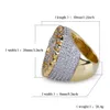 Full Copper Exaggerated Ring Shiny Micro Cubic Zirconia Jesus Face Real Gold Plated Punk Finger Jewelry For Men's Hip Hop Rin176D