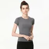 LULL Damen-Yoga-Outfit, kurzärmelig, Rundhalsausschnitt, atmungsaktiv, nahtlos, Fintness Gym, kurzes Oberteil, Sommer-Fitnesskleidung, Fitnessstudio-Bekleidung