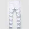 Abito da uomo di Jeans Street Stampa personalizzata White Skinny Hip Hop Casual MOTORCYCLE Stretch Denim Pants