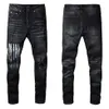 Herren Jeans Schaumenspray Farbe Bunte Druckbuchstaben Denim Black Skinny Ripped Jeans272y