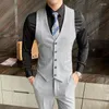 Giubbotti da uomo 2023 abito da uomo gilet maschile sottile pezzi di gilet a quadri d'affari uomo in stile inglese abiti per il tempo libero maschile