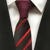 Bow Ties 2023 Heren Nieuwheid Paneel Nek Tie vaste bordeaux Knoop met body Red Diagonale strepen Strijfdassen