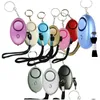 Party Favor 130dB äggform Självförsvar Alarm Keychain Pendant Anpassa ficklampa Personlig Safy Key Chain Charm Car Keyring Dr Dhaim