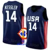 Tryck 23 World Cup Basketball US Jersey National Team 13 Jaren Jackson Jr. 4 Tyrese Haliburton 9 Bobby Portis 5 Mikal Bridges 14 Walker Kessler 12 Josh Hart