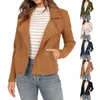 Vestes pour femmes dames mode moto couleur unie poche zippée manteau court veste décontractée vêtements d'hiver pour les femmes