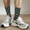 Heren sokken hiphop retro groene blauwe buitenaardse hoofden met UFO's gekke unisex harajuku patroon print grappige nieuwigheidsploeg sock boys cadeau