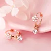 Hoop oorbellen 925 Sterling Silver Mini Flower Zirkon voor vrouwen en roségouden kleur oorrang oor buckle mode sieraden