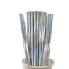 Andra evenemangsfestleveranser Pearlescent Bronzing Paper Straws Pink Green Gradient Foil Drinking Wedding Birthday Decor Baby Shower Kids 230822