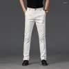 Men's Pants 2023 Summer Mens Stripe Stretch Pant Straight Slim Fit Business Plaid Formal Wedding Work White Trousers Male