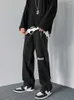Męskie dżinsy Foufurieux High Street Cargo Men 2023 Wiosna jesienna luźne luźne spodnie dżinsowe spodnie kpop unisex vintage Harajuku