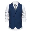 Men's Vests Vest For Men Single-breasted Suit Lapel Mens Sleeveless Waistcoat Vintage Formal Blazers Wedding