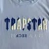 Män kvinnor hip hop trapstar t shirt chenille avkodade kort set-cashmere blå /bländande t-shirt sommarhylsa toppar tees tees