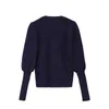 Kadın Sweaters İyi kalite All-Match Botts Teps üst üstü uzun kollu düğme dekor Bahar Sonbahar Gömlek Ofis Lady Sweater 4 Renkler Sy2463