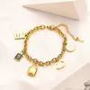 Pulseras de diseñador para mujer, joyería con dijes, eslabones de oro, pulsera de marca de lujo, pulsera con letras, cadenas, regalo para amantes