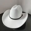 Berets Classic White Western Cowboy Hats For Men And Women Jazz Cocked Hat Rose Red Belt Accessories Big Brim Panama Knight