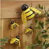 Dekorativa föremål Figurer 4PCSSet Decorative Metal Art Bumble Bee Backyard Garden Accent Wall Ornament 230821