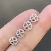 Stud Earrings For Women's High Quality Zircon Four-leaf Clover Shaped Exquisite Matching Jewelry Personality Match