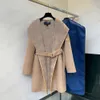 Designer Winter Fur Trench Coat Woman Wool Blends Classic Letters Overcoat Casual Loose Outerwear Woolen Windbreak Coats High Quality 23fwx4k2