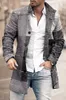 Men's Jackets Printed Woolen Standing Collar Coat Medium Length Casual Pocket 2023 3D Jacket Clothing Coats For Men