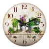 Wall Clocks For Operated Vintage Clock Non-ticking Kitchen Style Wooden Country Living Room Rustic Round