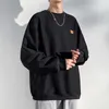 Solid round neck jacquard casual sweaters spring and autumn trends fashionable men's breathable pendant versatile clothing