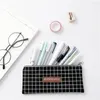 Geometry Grid Dot Pencil Case School Pen For Girls Boys Stationery Storage Organizer Bag Simple Canvas