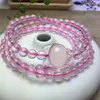 Strand joursneige różowe naturalne bransoletki 6 mm okrągłe koraliki z dla kobiet dziewczyny