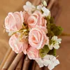 Dekorative Blumen Kränze 6 Kopf rosa Rosenvase für Home Decoration Hochzeit Büro El Tisch Herzstück Seiden Peonies DIY Künstlich 230822