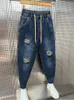 Jeans pour hommes Mode Trous Harajuku Hip -hop Streetwear Lâche Pantalons décontractés en plein air Vêtements de marque de haute qualité