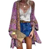 Menas de banho feminina Women Kimono Shirt Holiday Beach Cardigan Blusa de verão Boho Shawl Tops Beachwear Bikini Cover Up Wrap Anti-Up Coat