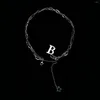 Choker Punk Letter B Pendant Thick Chain Necklace For Women Men Goth Neck Chains Vintage Jewelry Gift