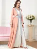 Ethnische Kleidung muslimische Frauen Dubai Luxus Abaya Islam Hijab Kleid Ramadan Robe Kimono Cardigan Zweiteiler Stickerei Split Abend Maxi