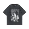 メンズTシャツレトロフィルムヘルレイザーシャツ男性ピュアコットンティー80年代SFアドベンチャーTシャツ洗浄されたショートスリーブグラフィックTシャツトップ