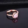 Anéis de casamento S925 Sterling Silver European e American Fashion Luxury Plating 18K Rose Gold Micro Inclaid Anel de noivado